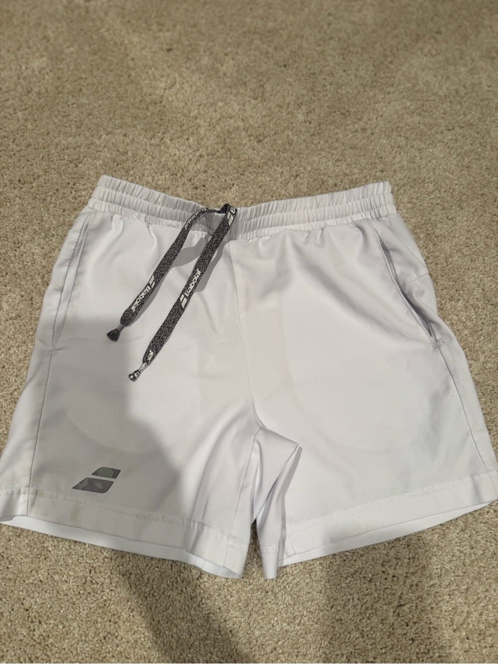 Kids White Athletic Drawstring Shorts